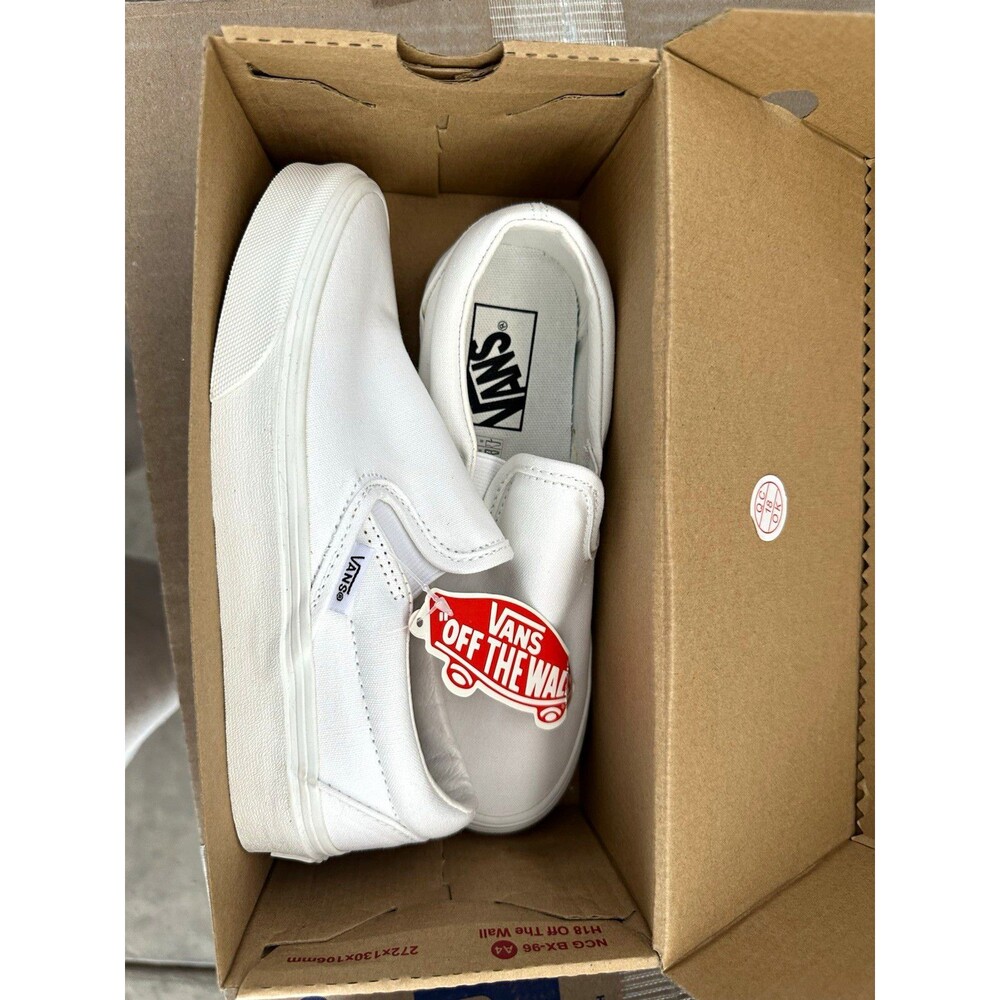 VANS Classic Slip-On True White Canvas Slip-On Shoes Men’s US 3.5 VN000EYEW00